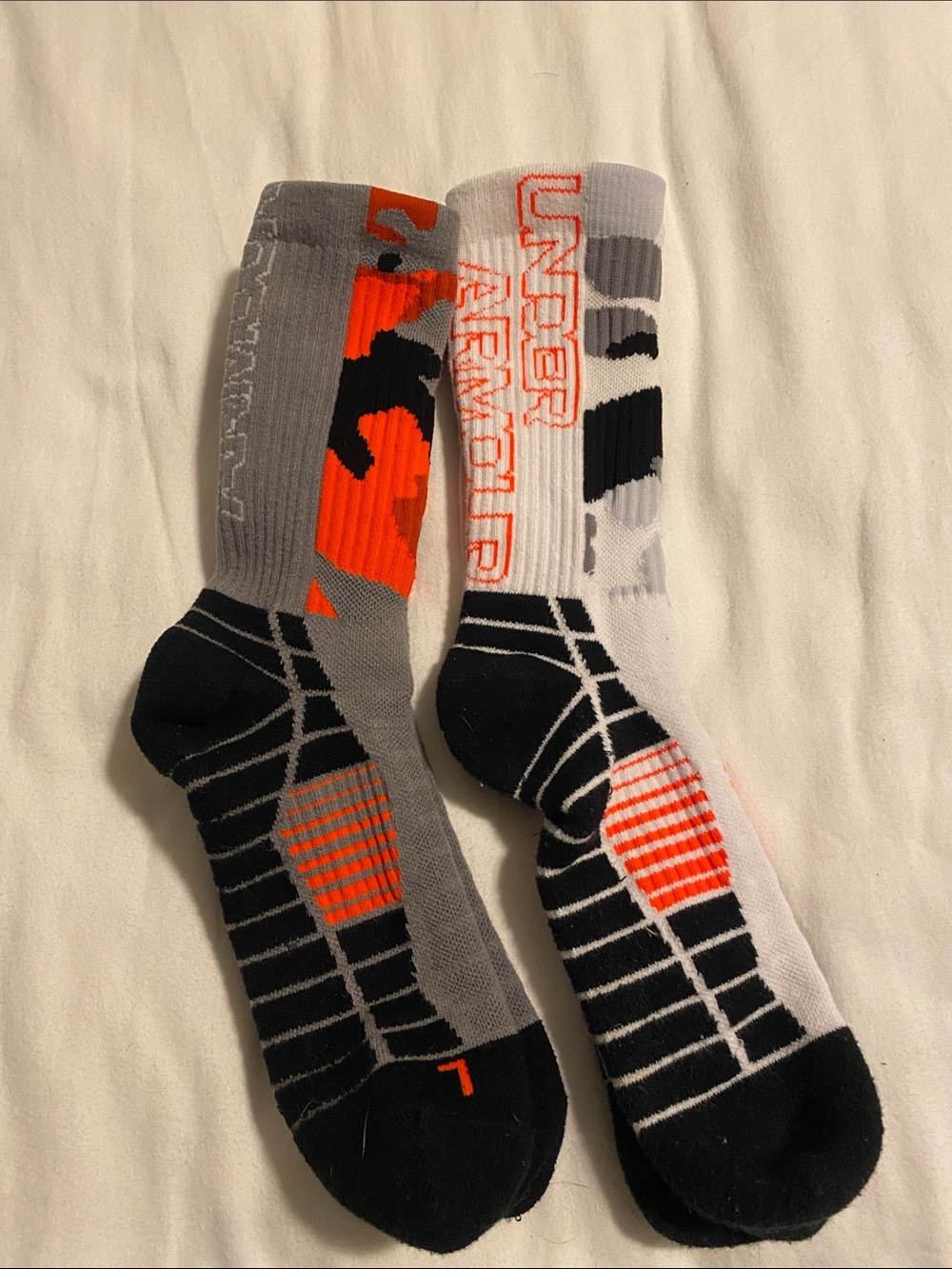 Under Armour kids Athletic Crew Socks - Gray, White & Orange